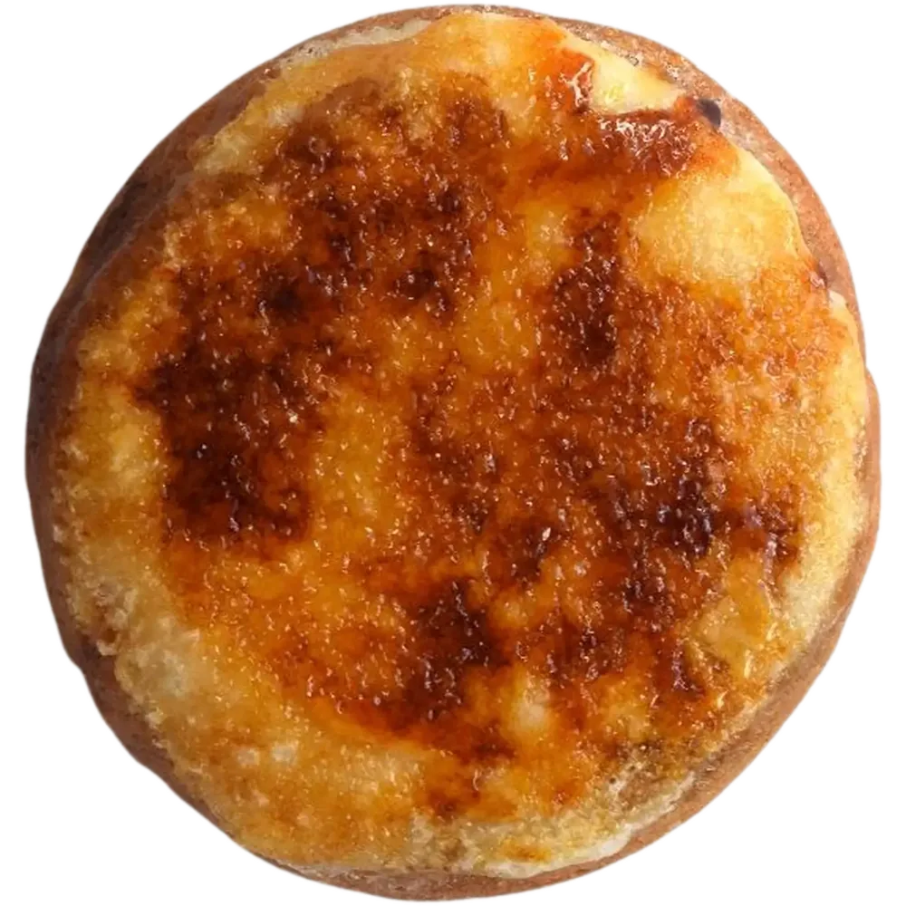 A crème brûlée cookie with a torched sugar top