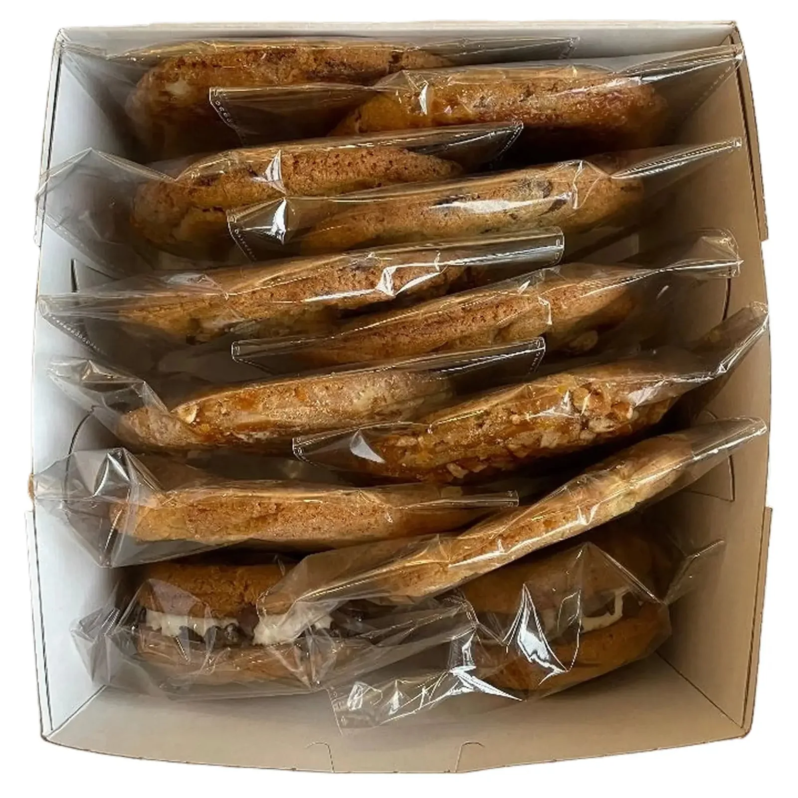A box of individually wrapped assorted cookies